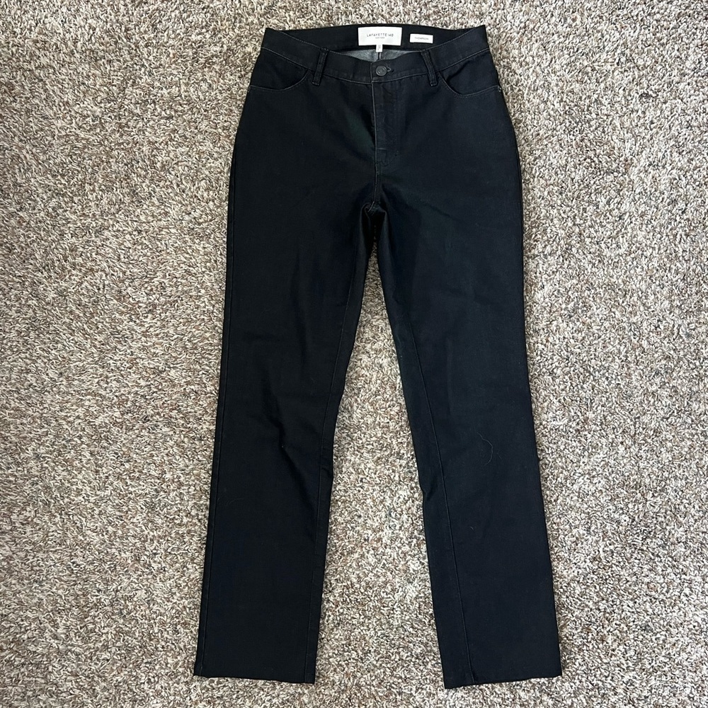 Lafayette 148 New York Black Thompson Slim Straight Jeans